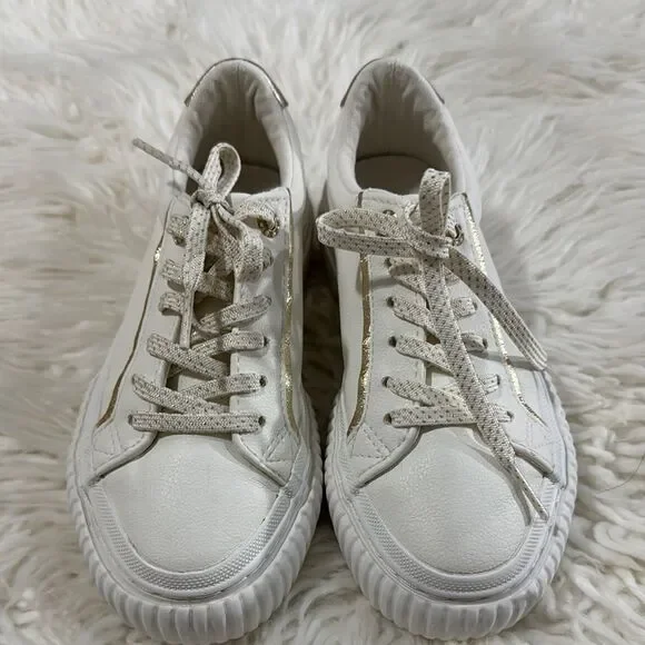 Zara White Sneakers with Gold Trim - Picture 5 of 7